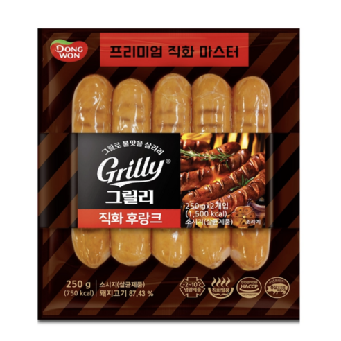 불맛 동원 에프엔비 그릴리 직화 후랑크 250g x 6개 1.5kg 캠핑 소시지 통살, 1.5kg, 1세트