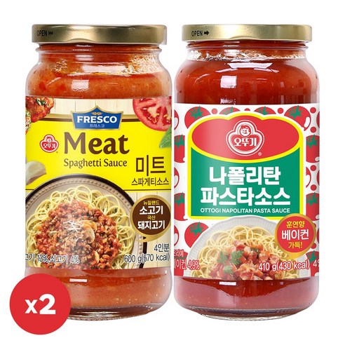 오뚜기 나폴리탄 파스타소스 410g 2개+프레스코 파스타소스 미트 600g 2개(총 4개), 2.02kg, 1세트