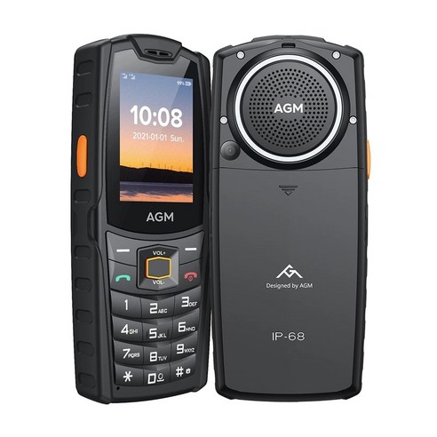 AGM M6 러기드 폰 - 강력한 103dB 스피커, 2.4인치 화면, 4G 듀얼 SIM, 2500mAh 배터리, BT5.1, FM 라디오, IP68/IP69K-