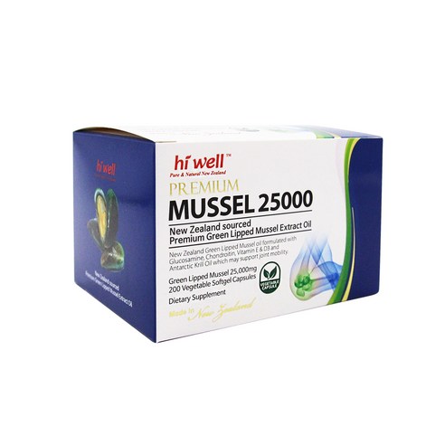 [ 하이웰 정품 ] 초록 홍합 오일 12000mg 200캡슐 초록입홍합 뉴질랜드 직구, 1개, 200정