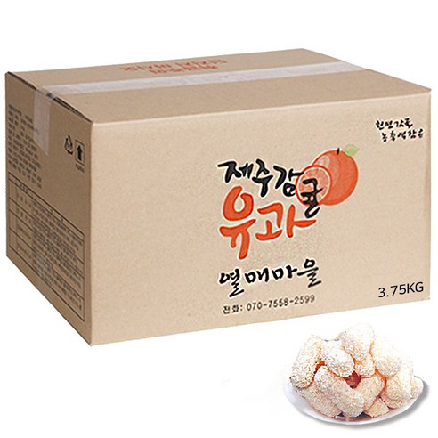 제주 감귤유과 3.75kg 선물세트 단체 선물 간식 다과 대용량 어린이 유치원 부모님 할머니 교회 절 한과 전통 과자, 3.75kg, 1개