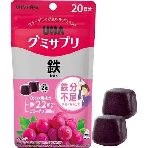 일본젤리 UHA 구미 영양제 철 22mg 포도 맛 20일분