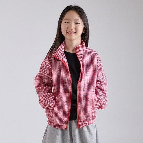 하트베이비 남아 여아 등원룩 지지미 체크 바람 막이 점퍼