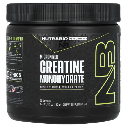누트라바이오 NutraBio 운동 능력 미분화 크레아틴 일수화물 150g(5.3oz) NRB-23016