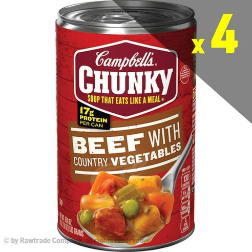 캠벨 청키 비프 베지터블 수프 553g x4팩 Chunky Soup Beef Country Vegetables 18.8oz
