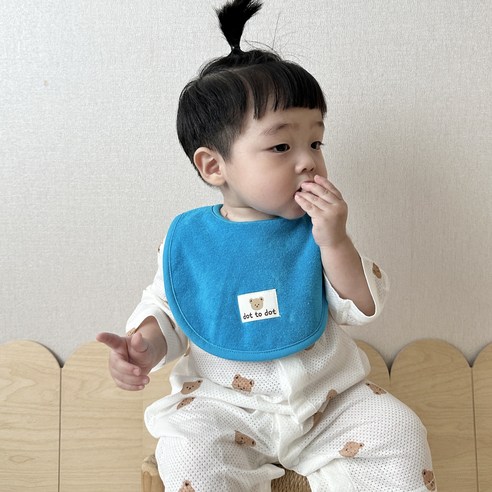 돗투돗 마카롱 양면 테리빕 턱받이, 1개, 1개입, 돗꼼(코발트블루)