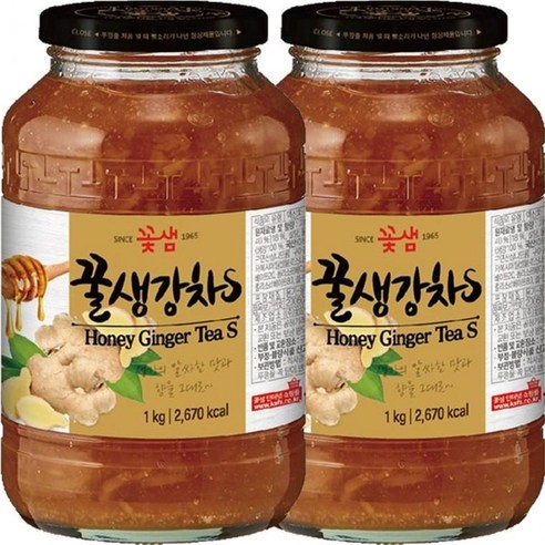 꽃샘 꿀생강차S 2kg(1kgx2병), 1kg, 2개입, 1개