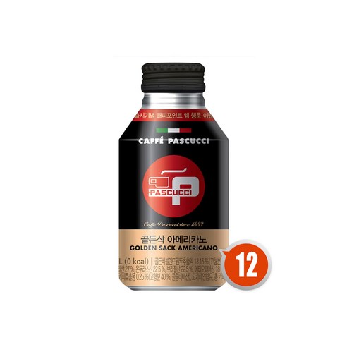[삼립] 파스쿠찌 캔커피 골든삭 아메리카노, 275ml, 12개
