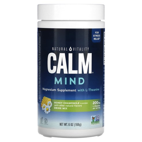 Natural Vitality 캄 마인드 마그네슘 l-테아닌 드링크 믹스 꿀 카모마일 168g 6oz