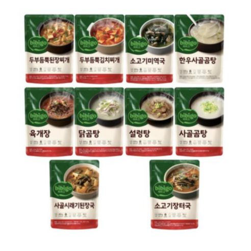비비고 국 탕 찌개 10종