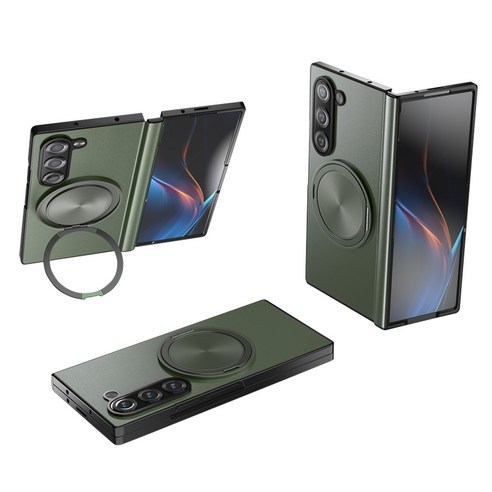 YINUO 갤럭시 Z 폴드3 4 5 6 7 힌지보호 소가죽 magsafe 360도 각도 조절이 거치대 케이스