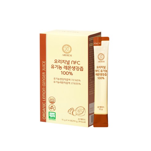 아르디엠 오리지널 NFC 유기농 레몬생강즙 100% 진저샷 레몬 생강