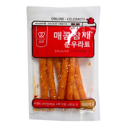 [청년의희망] 매콤 참깨 춘우라툐 스틱 _ 중국간식 라티오 쫀드기 쫀디기 고추기름