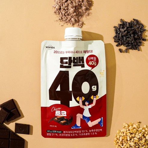 단백질 쉐이크 프로틴 단백40 초코, 14개, 60g