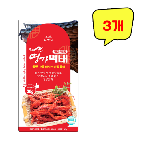 수제칸 명가 매콤달콤 먹태구이, 3개, 30g