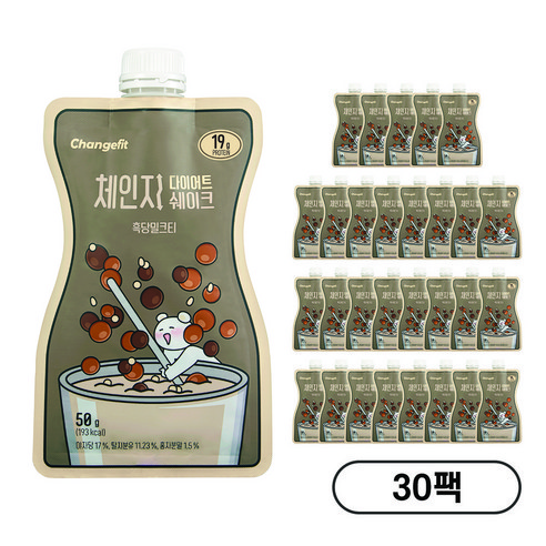 [체인지핏] 체인지 다이어트 쉐이크 흑당밀크티맛, 50g, 30개