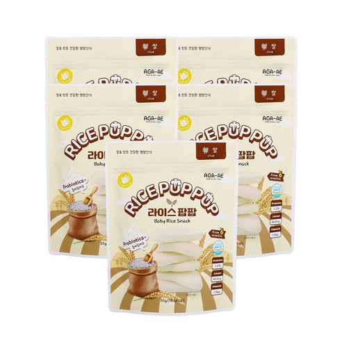 라이스팝팝 유기농 쌀과자, 떡뻥, 백미 맛, 20g, 5개, 백미 맛