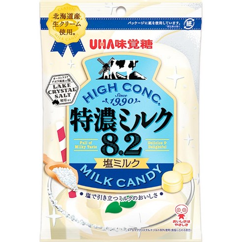 미각당 UHA 특농 밀크 8.2 시오 밀크 캔디 일본사탕 75g x 6개