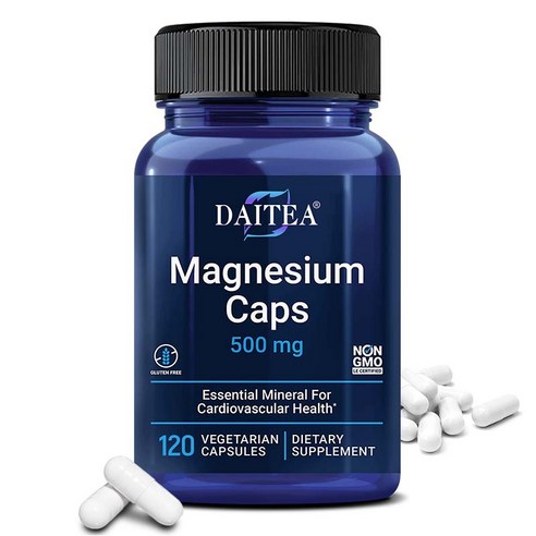 마그네슘 500mg 복합 미네랄 보충제, 산화마그네슘, 구연산마그네슘, 숙신산마그네슘, non-GMO, 글루텐 프리, 1개, 60회분