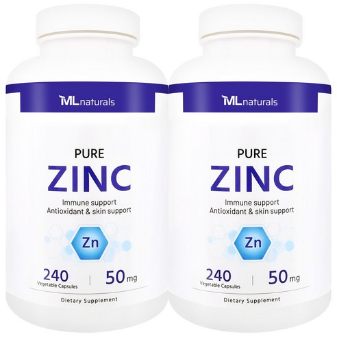 [미국빠른직구] 마이라이프 내추럴스 퓨어 징크 아연 50 mg 240 야채캡슐, 240정, 2개