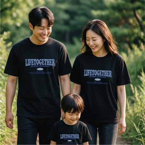 온어스샵 레터링 가족티셔츠 가족여행티 패밀리룩 반팔티 가족사진의상