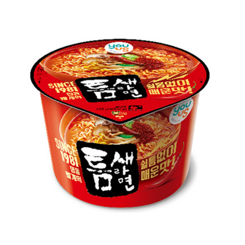 유어스 틈새라면 컵라면 매운맛 105g, 6개