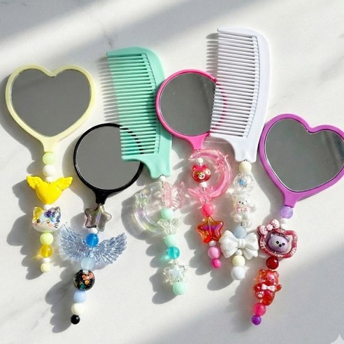 볼꾸 DIY 동대문 비즈 거울 머리 빗 꾸미기세트 키트 빗꾸 거꾸 고급 / 펜꾸 비즈공예, 1개, 머리 빗
