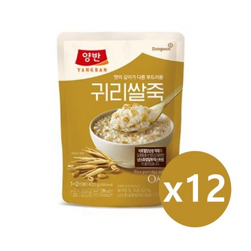 동원 양반 귀리쌀죽 파우치, 12개, 400g