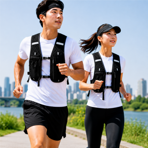 물병·간식·휴대폰을 몸에 밀착해 담기 좋은 초경량 트레일 조끼형 등산 백팩입니다. - 1