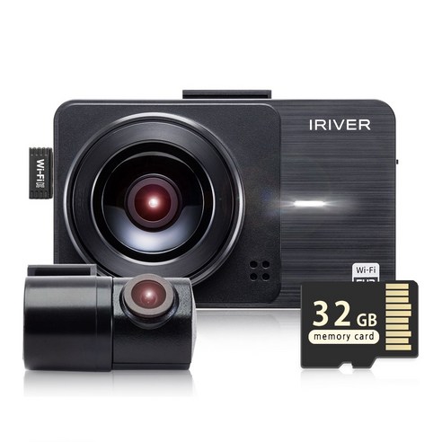 아이리버 2채널 FHD+FHD 고화질 차량용 2채널 블랙박스 FF2 WiFi 스마트폰 연동지원, 32GB, WiFi 동글이 + GPS 안테나