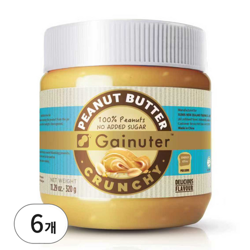 제이넛터 무가당 땅콩버터 크런치 320g 6개, 6개, 320g