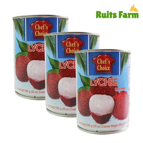 [루츠팜] 태국 리치통조림 565gX24개 1박스 쉐프초이스 리치 인 시럽 lychee in syrup, 565g, 24개