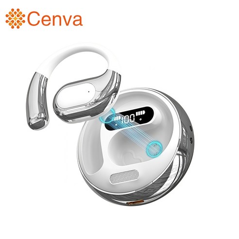 Cenva 휴대용 노이즈캔슬링 무선 블루투스이어폰 고음질 디지털 화면 블루투스 이어폰