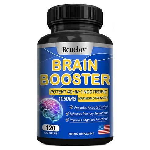 Bcuelov Nootropics 기억력, 정신 집중력, 집중력 및 성과, 뇌 건강 비타민 및 에너지를 위한 뇌 강화제, 1개, 120정