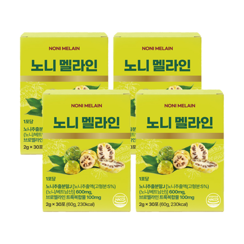 노니추출분말 노니멜라인 브로멜라인 트룩복합물 고함량 분해효소 붓기제거 염증다이어트, 60g, 4박스