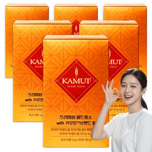 본사직배송 프리미엄 골드 카무트효소 100% 브랜드밀 곡물 발효, 90g, 6개