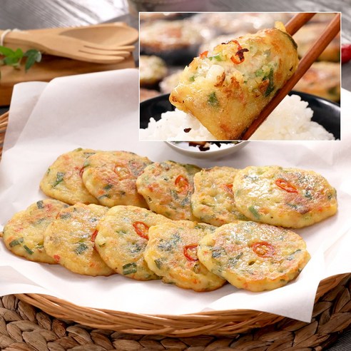 바삭한 냉동 해물 부추전 (간편 조리 야식 안주용 부침개), 3개, 150g