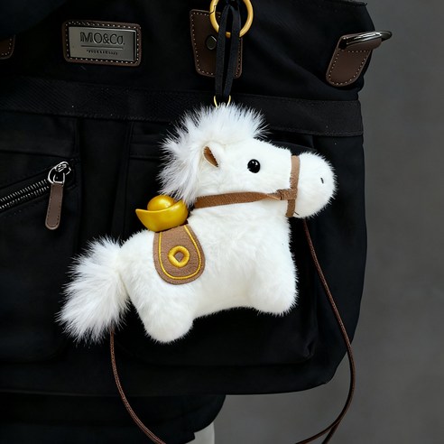 스윗져니 말인형 키링 붉은말의해 행운말키링 말인형, 1개, 화이트, 10cm
