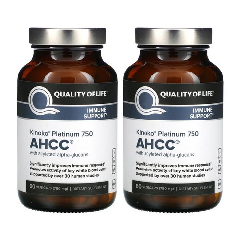 키노코 AHCC 플래티넘 kinoko 표고버섯 균사체 알파글루칸 이뮨 750mg, 60정, 2개