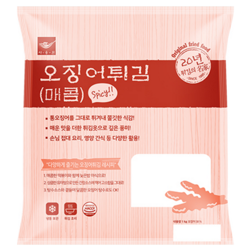 사옹원 사옹원 매콤오징어튀김 1kg 에어프라이어 오븐 전자레인지 추천 술안주, 1kg, 3개