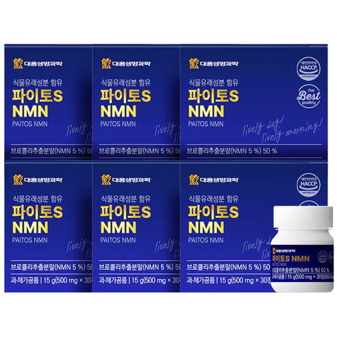 대웅생명과학 파이토S 식물성 NMN 엔엠엔 저속노화(27.01.08), 6개, 30정