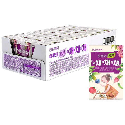 [천호엔케어] 하루의 보라 과채야채합채 140ml 24팩 x 1박스/ 채채채 주스 / 블루베리 아로니아 토마토 비트