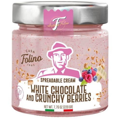 카사폴리노 화이트 초콜릿 & 베리 크런치 크림 스프레드 이탈리아산 CasaFolino, 1개, 220g