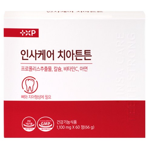 인사케어 치아 탄탄 칼슘 이가 튼튼 프로폴리스 비타민C 영양제, 1개, 60정