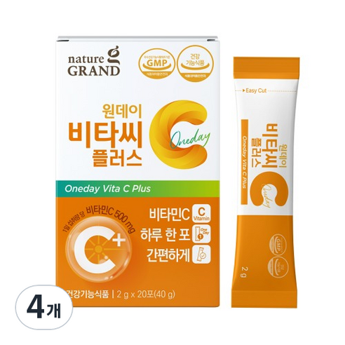 네이처그랜드 원데이 비타씨 비타민C 플러스, 40g, 4개