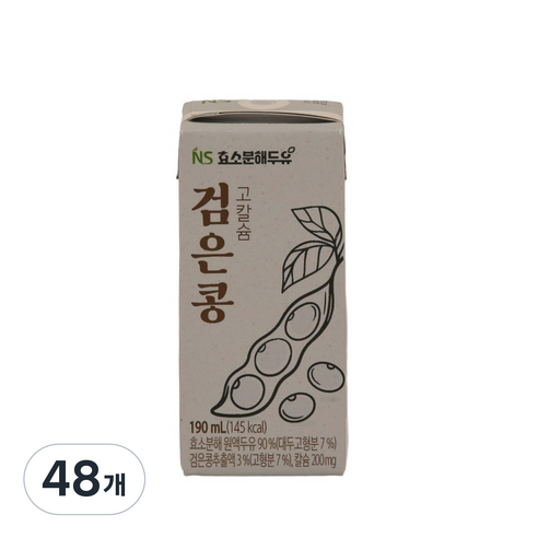 네이처세븐 효소분해 검은콩 고칼슘 두유, 48개, 190ml