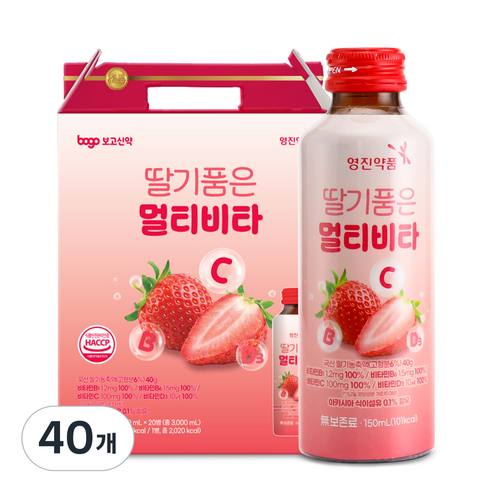 영진약품 딸기품은 멀티비타 비타민C 비타민B 액상 비타민 데일리 건강 음료 선물용, 40개, 150ml