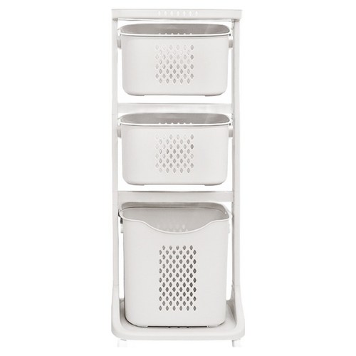 올유리빙 베이직 스윙 3단 빨래바구니, 화이트