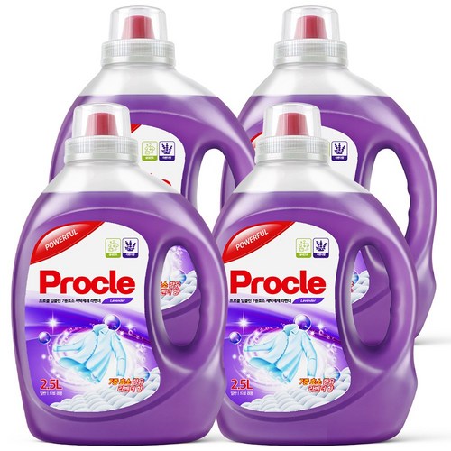 3+1 프로클 딥클린 7중 효소 세탁세제 2.5L 라벤더향 실내건조 고농축 액체 일반 드럼 겸용 일반용 드럼용, 4개, 2.5L