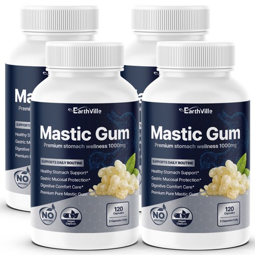 어스빌 천연 매스틱 검 추출물 고농축 1000mg, 4개, 120정
